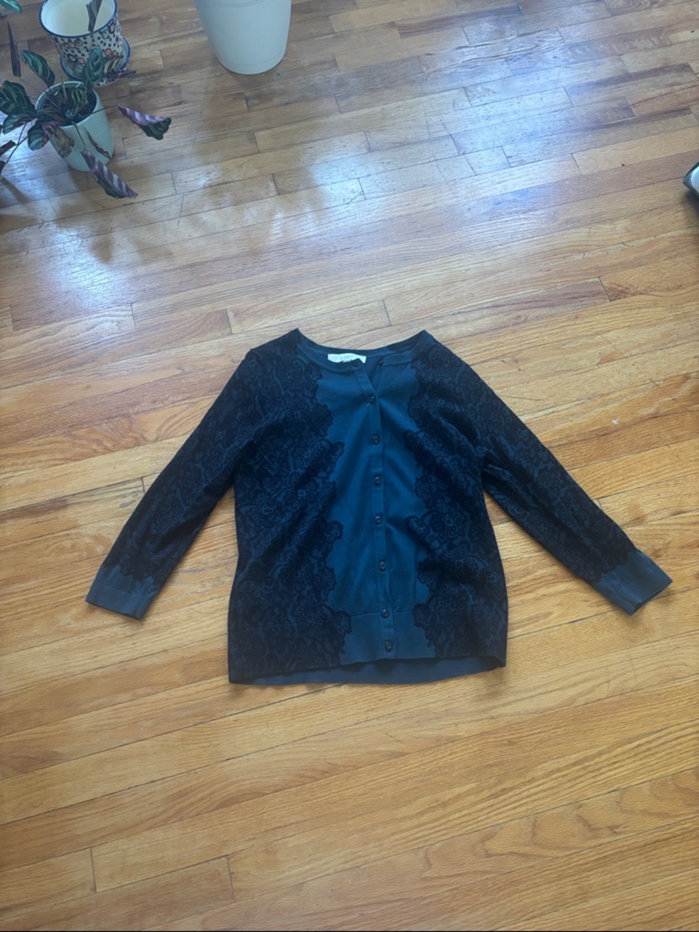 Ann Taylor Loft Lace Print Cardigan Sweater